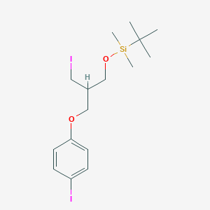 molecular formula C16H26I2O2Si B8528389 Tert-butyl {3-iodo-2-[(4-iodophenoxy)methyl]propoxy}dimethylsilane 