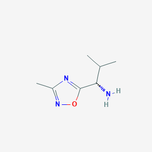 molecular formula C7H13N3O B8528545 (S)-5-(1-amino-2-methylpropyl)-3-methyl-1,2,4-oxadiazole 