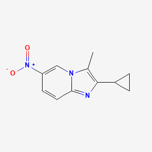molecular formula C11H11N3O2 B8528628 2-Cyclopropyl-3-methyl-6-nitroimidazo[1,2-a]pyridine 