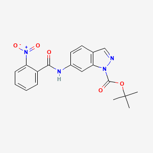 molecular formula C19H18N4O5 B8528641 1h-Indazole-1-carboxylic acid,6-[(2-nitrobenzoyl)amino]-,1,1-dimethylethyl ester 