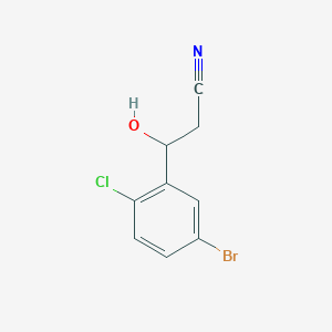 molecular formula C9H7BrClNO B8528712 3-(5-Bromo-2-chlorophenyl)-3-hydroxypropanenitrile 