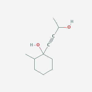 molecular formula C11H18O2 B8528873 2-Methyl-1-hydroxy-1-[3-hydroxy-but-1-ynyl]-cyclohexane 