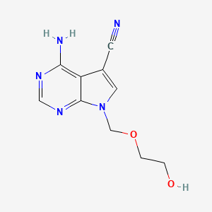 molecular formula C10H11N5O2 B8528901 7H-Pyrrolo(2,3-d)pyrimidine-5-carbonitrile, 4-amino-7-((2-hydroxyethoxy)methyl)- CAS No. 120386-06-3
