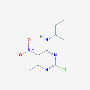 molecular formula C9H13ClN4O2 B8528981 2-Chloro-4-sec. butylamino-5-nitro-6-methylpyrimidine 