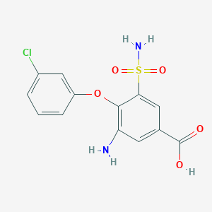 molecular formula C13H11ClN2O5S B8529211 Benzoic acid,3-amino-5-(aminosulfonyl)-4-(3-chlorophenoxy)- 