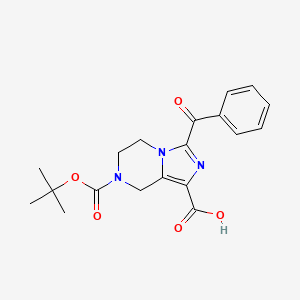 molecular formula C19H21N3O5 B8529295 Imidazo[1,5-a]pyrazine-1,7(8h)-dicarboxylic acid,3-benzoyl-5,6-dihydro-,7-(1,1-dimethylethyl)ester 