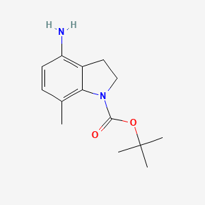 molecular formula C14H20N2O2 B8529452 1h-Indole-1-carboxylic acid,4-amino-2,3-dihydro-7-methyl-,1,1-dimethylethyl ester 