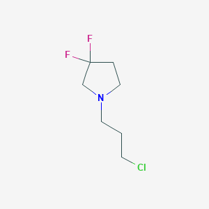 molecular formula C7H12ClF2N B8529490 Pyrrolidine, 1-(3-chloropropyl)-3,3-difluoro- 