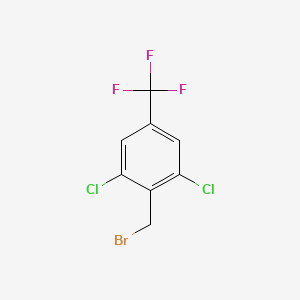 molecular formula C8H4BrCl2F3 B8529562 Benzene, 2-(bromomethyl)-1,3-dichloro-5-(trifluoromethyl)- 