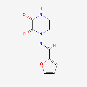 molecular formula C9H9N3O3 B8529609 1-{[(Furan-2-yl)methylidene]amino}piperazine-2,3-dione CAS No. 67499-78-9