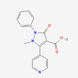 molecular formula C16H13N3O3 B8529669 1-methyl-3-oxo-2-phenyl-5-(pyridin-4-yl)-2,3-dihydro-1H-pyrazole-4-carboxylic acid 