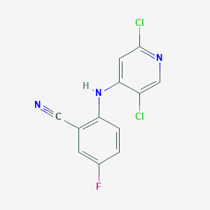 molecular formula C12H6Cl2FN3 B8529956 2-[(2,5-Dichloro-4-pyridinyl)amino]-5-fluorobenzonitrile 