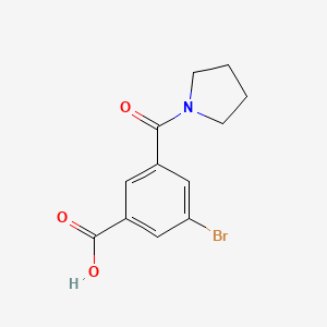molecular formula C12H12BrNO3 B8530166 3-Bromo-5-(pyrrolidine-1-carbonyl)benzoic acid 