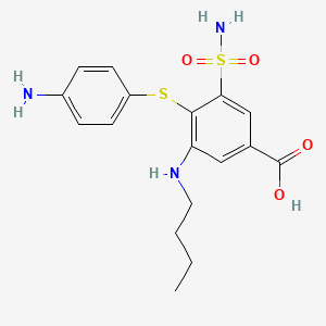 molecular formula C17H21N3O4S2 B8530213 4-[(4-Aminophenyl)sulfanyl]-3-(butylamino)-5-sulfamoylbenzoic acid CAS No. 53136-48-4