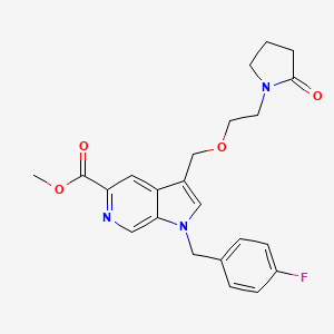 molecular formula C23H24FN3O4 B8530270 1h-Pyrrolo[2,3-c]pyridine-5-carboxylic acid,1-[(4-fluorophenyl)methyl]-3-[[2-(2-oxo-1-pyrrolidinyl)ethoxy]methyl]-,methyl ester 