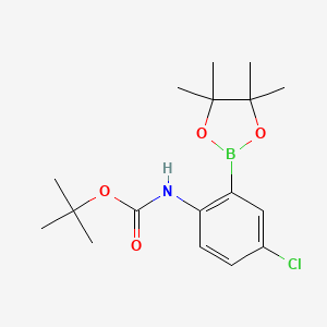 molecular formula C17H25BClNO4 B8530275 Tert-butyl 4-chloro-2-(4,4,5,5-tetramethyl-1,3,2-dioxaborolan-2-yl)phenyl-carbamate 