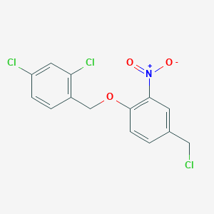 molecular formula C14H10Cl3NO3 B8530279 2,4-Dichloro-1-{[4-(chloromethyl)-2-nitrophenoxy]methyl}benzene CAS No. 58042-04-9