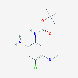 molecular formula C13H20ClN3O2 B8530410 Carbamic acid,[2-amino-4-chloro-5-(dimethylamino)phenyl]-,1,1-dimethylethyl ester 