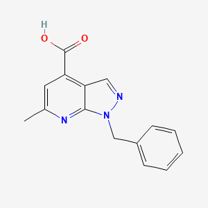 6-Methyl-1-(phenylmethyl)-1H-pyrazolo[3,4-b]pyridine-4-carboxylic acid