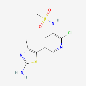molecular formula C10H11ClN4O2S2 B8530528 N-[5-(2-Amino-4-methyl-1,3-thiazol-5-yl)-2-chloropyridin-3-yl]methanesulfonamide 