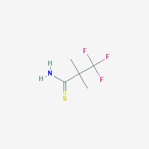 molecular formula C5H8F3NS B8530588 3,3,3-Trifluoro-2,2-dimethyl-thiopropionamide 