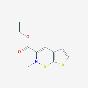 molecular formula C10H11NO2S2 B8530606 Ethyl 2-methyl-2H-thieno[3,2-e]-1,2-thiazine-3-carboxylate 