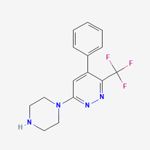 molecular formula C15H15F3N4 B8530701 4-Phenyl-6-piperazin-1-yl-3-trifluoromethyl-pyridazine 