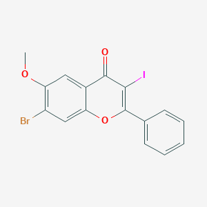 molecular formula C16H10BrIO3 B8530752 7-Bromo-3-iodo-6-methoxy-2-phenyl-chromen-4-one 