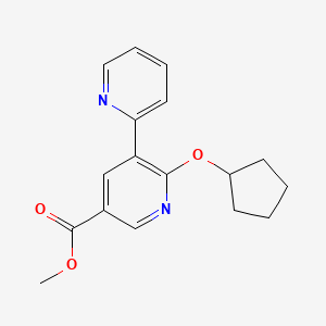molecular formula C17H18N2O3 B8530783 Methyl 6-(cyclopentyloxy)-5-(pyridin-2-yl)nicotinate 