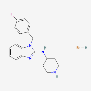 molecular formula C19H22BrFN4 B8530878 1-(4-fluorophenylmethyl)-N-(4-piperidinyl)-1H-benzimidazol-2-amine hydrobromide 