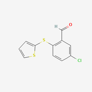molecular formula C11H7ClOS2 B8531118 5-Chloro-2-(2-thienylthio)-benzaldehyde 