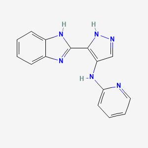 molecular formula C15H12N6 B8531166 N-[3-(2H-Benzimidazol-2-ylidene)-2,3-dihydro-1H-pyrazol-4-yl]pyridin-2-amine CAS No. 825617-18-3