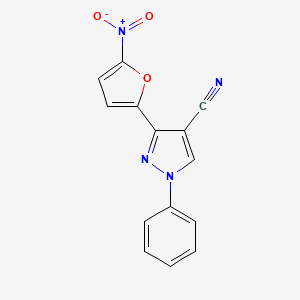 molecular formula C14H8N4O3 B8531179 3-(5-Nitrofuran-2-yl)-1-phenyl-1H-pyrazole-4-carbonitrile CAS No. 61620-60-8