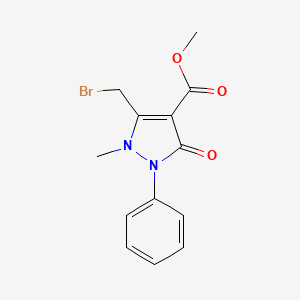 molecular formula C13H13BrN2O3 B8531240 methyl 5-(bromomethyl)-1-methyl-3-oxo-2-phenyl-2,3-dihydro-1H-pyrazole-4-carboxylate 