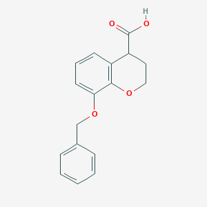 molecular formula C17H16O4 B8531595 2h-1-Benzopyran-4-carboxylic acid,3,4-dihydro-8-(phenylmethoxy)- 