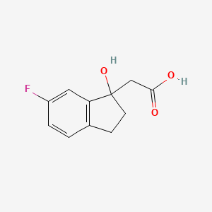 molecular formula C11H11FO3 B8531687 2-(6-Fluoro-1-hydroxy-1-indanyl)acetic acid 