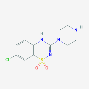 molecular formula C11H13ClN4O2S B8531899 7-Chloro-3-(piperazin-1-yl)-1lambda~6~,2,4-benzothiadiazine-1,1(4H)-dione CAS No. 59943-36-1