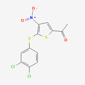 molecular formula C12H7Cl2NO3S2 B8531909 1-[5-(3,4-Dichlorophenylsulfanyl)-4-nitro-2-thienyl]ethanone 