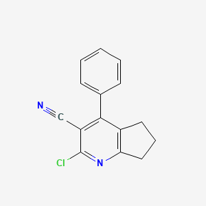 molecular formula C15H11ClN2 B8531965 2-chloro-4-phenyl-6,7-dihydro-5H-cyclopenta[b]pyridine-3-carbonitrile 
