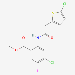 4-Chloro-2-[2-(5-chlorothiophen-2-yl)-acetylamino]-5-iodo-benzoic acid methyl ester