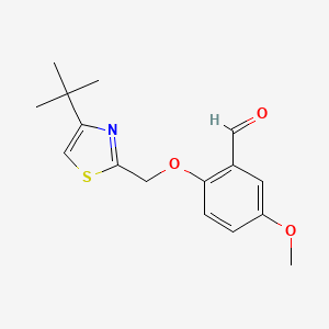molecular formula C16H19NO3S B8532122 4-Tert-butyl-2-(2-formyl-4-methoxyphenoxymethyl)thiazole 