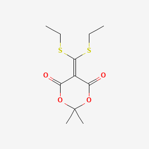 molecular formula C11H16O4S2 B8532160 5-[Bis(ethylsulfanyl)methylidene]-2,2-dimethyl-1,3-dioxane-4,6-dione CAS No. 100981-08-6