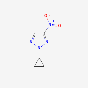 molecular formula C5H6N4O2 B8532355 2-cyclopropyl-4-nitro-2H-1,2,3-triazole 