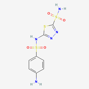 molecular formula C8H9N5O4S3 B8532378 1,3,4-Thiadiazole-2-sulfonamide, 5-(((4-aminophenyl)sulfonyl)amino)- CAS No. 3523-95-3