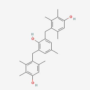 molecular formula C27H32O3 B8532505 2,6-Bis(4-hydroxy-2,5,6-trimethylbenzyl)-4-methylphenol CAS No. 155643-85-9