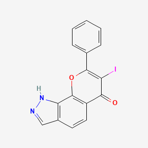 molecular formula C16H9IN2O2 B8532525 7-Iodo-8-phenyl-1H-9-oxa-1,2-diaza-cyclopenta[a]naphthalen-6-one 
