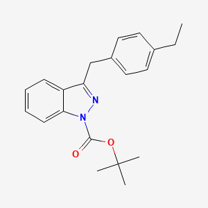 molecular formula C21H24N2O2 B8532533 1h-Indazole-1-carboxylic acid,3-[(4-ethylphenyl)methyl]-,1,1-dimethylethyl ester 