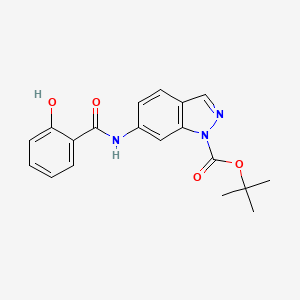 molecular formula C19H19N3O4 B8532585 1h-Indazole-1-carboxylic acid,6-[(2-hydroxybenzoyl)amino]-,1,1-dimethylethyl ester 