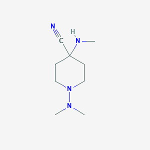 molecular formula C9H18N4 B8532763 1-Dimethylamino-4-methylamino-piperidine-4-carbonitrile 