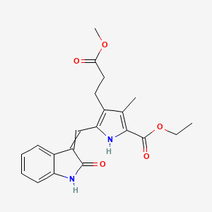 molecular formula C21H22N2O5 B8532765 4-(2-Methoxycarbonyl-ethyl)-3-methyl-5-(2-oxo-1,2-dihydro-indol-3-ylidenemethyl)-1H-pyrrole-2-carboxylic acid ethyl ester 